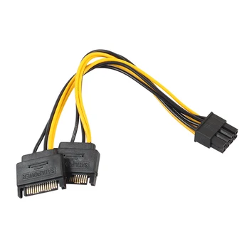Dual 15-pinski SATA za PCIe 8-pin(6+2) Muški Kabel Prilagodnika izmjeničnog napona Visoke kvalitete 18AWG žica za grafičke kartice