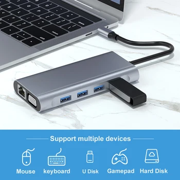 11 u 1 USB C Hub Многопортовый Adapter Prijenosni prostor 4 Port USB 3.0 za MacBook Pro Air XPS Tip Uređaja C Mobilni telefoni
