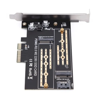 PCIE adapter M2/M. 2 Dodajte kartu SATA M. 2 NVMe SSD NGFF uz karticu PCIE (PCI Express 3.0 X4 M Ključ+B Ključ M2 na karti SATA PCI-E