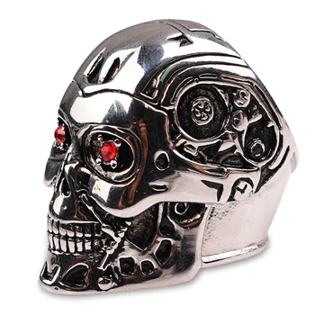 RJ Igra Film Terminator Masku Lubanje Strme Gospodo Prsten Klasicni Visoke Kvalitete Steampunk Biciklist Kostur Crveni Kristal Prsten Nakit