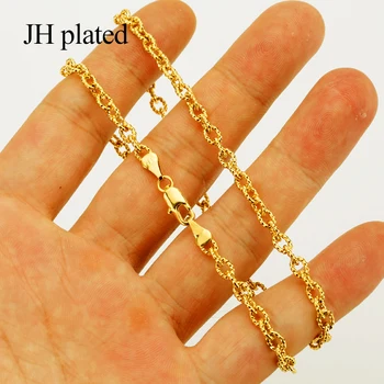 JHplated 2019 Modni lanac širine 4,4 mm, Dužine 45 cm Ogrlice za žene/muškarce Etiopljanin Afrički nakit Lanca zlatne boje