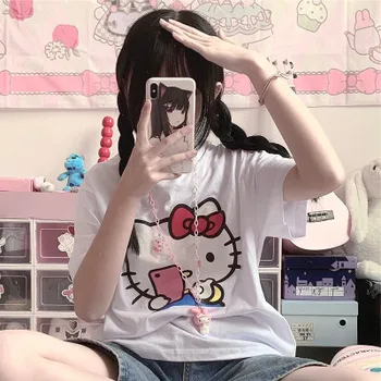 Kawaii Crtani film Moja Melodija Куроми Cinnamoroll Majica s Kratkim Rukavima Japanese je Blaga Djevojka Dizajn Osjećaj Top Besplatno Divlji Nalet Poklon