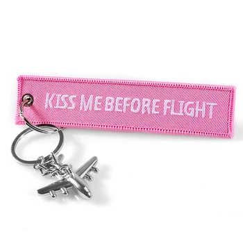 Crvena Poljubi Me Prije Leta Privjesak za Ključeve Naljepnica s vezom Privjesak s Metalnim Ravnim Lancem za Ključeve Za Zrakoplovne Pokloni Auto Privjesci