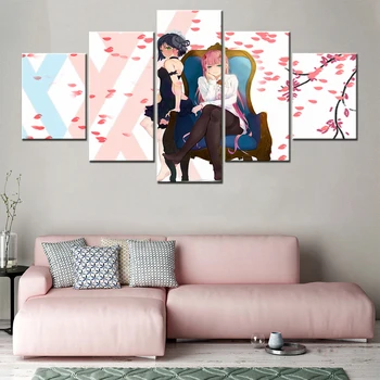 Slika na platnu 5 Kom. Japan Anime Ichigo Darling Plakati Pribor za uređenje doma Moderni Dnevni boravak Zidni Umjetničke slike