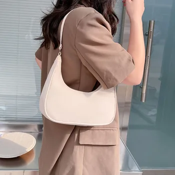 Najlon Svakodnevni torba na rame za žene 2022 Nova moda Dama na munje Skitnice Malu torbu s gornjom ručkom za djevojčice Torba-baguette Torbu