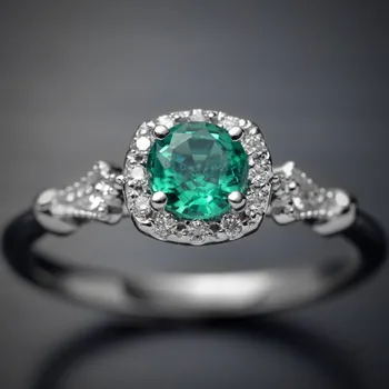 Topla rasprodaja 925 Srebrne boje Za žene Zaručnički prsten je Savršen Plavi okrugli rez Cirkon Kameni prstenovi za žene Večernje vjenčanje dekoracije