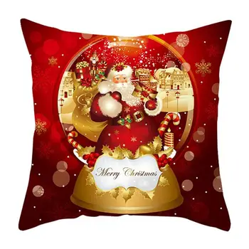 Božićno Zlatna Jednostrani Ispis Jastučnicu Jastuk 45x45 cm Božićni Santa Kauč Mraz Dekor Cover Jastuk za Sobu veliko