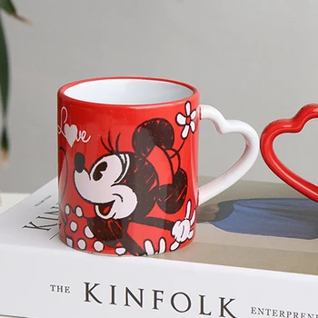 Disney Mickey Minnie stakleno Keramička krigla Kreativno srce šalica za doručak Čaša za vodu šalica za pahuljica šalica za miješanje šalica za mlijeko 250 ml