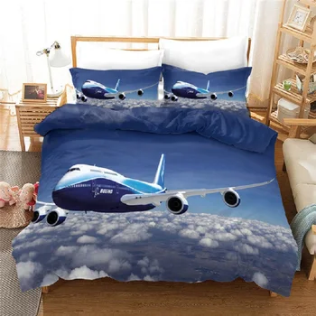 3D posteljina Avion Digitalni tisak Queen Krevetom posteljina za dječake Dječji Avion Deka Kit Tekstila Posteljinu Zrakoplova