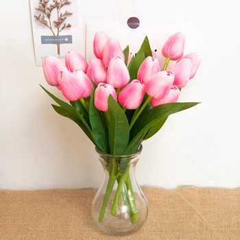 5 Glava Tulipana Umjetni umjetno cvijeće Trenutno Dodir Visoke Kvalitete Jesen Lažni Buket za Vjenčanje Dnevni boravak Kućni Božićni ukras