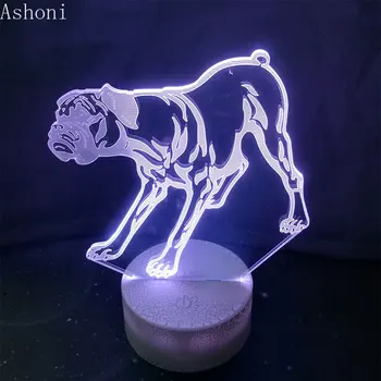 3D Pas-Boksača Šarene Lampe za zaslon osjetljiv na Dodir za Upravljanje 7 Promjena Boje Akril Dječji noćno svjetlo USB Ukrasne Dječji Božićni Pokloni