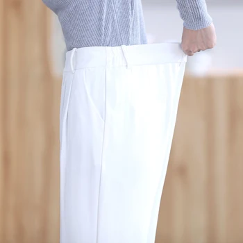 2021 Jesenje Nove Široke hlače za žene u bijelom korejskom stilu, Bez guma, Velike Veličine, Visoki struk, uske crne hlače